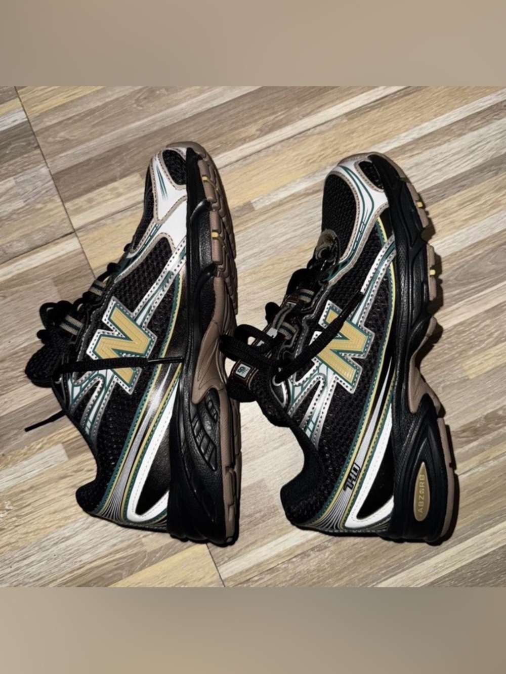 New Balance Black, White & Tan Men’s Running Shoes